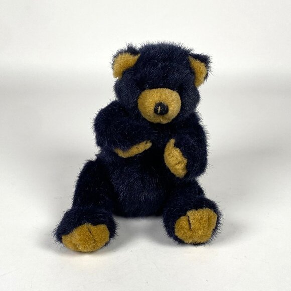 Vintage 1996 Black Bear Plush Stuffed Animal Sitting Berkley Designs 5.5" - Picture 1 of 6